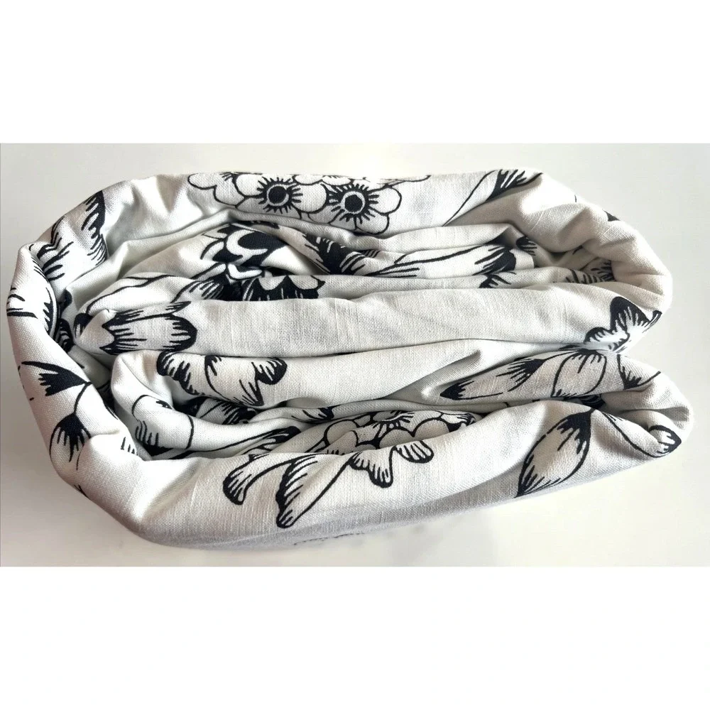 Ikea JUNGFRUNAVA King Duvet Cover + 2 Pillowcases Set White/Gray Floral